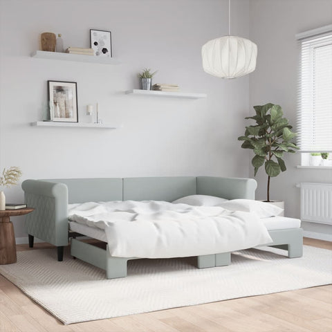 vidaXL Daybed with Trundle without Mattress Light Grey 90x190 cm Single