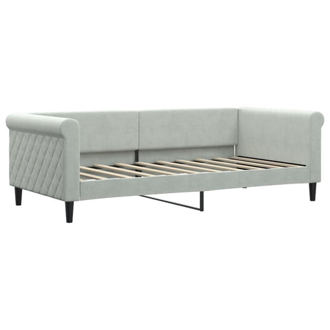 vidaXL Daybed with Trundle and Mattresses Light Grey 90x190 cm Velvet