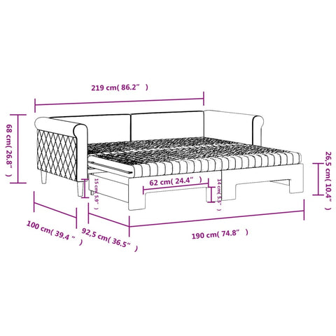 vidaXL Daybed with Trundle and Mattresses Light Grey 90x190 cm Velvet