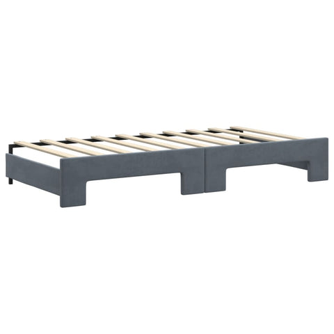 vidaXL Daybed with Trundle and Mattresses Dark Grey 90x190 cm Velvet