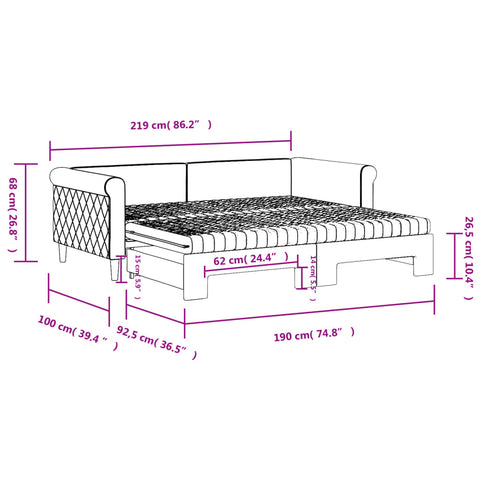 vidaXL Daybed with Trundle and Mattresses Dark Grey 90x190 cm Velvet