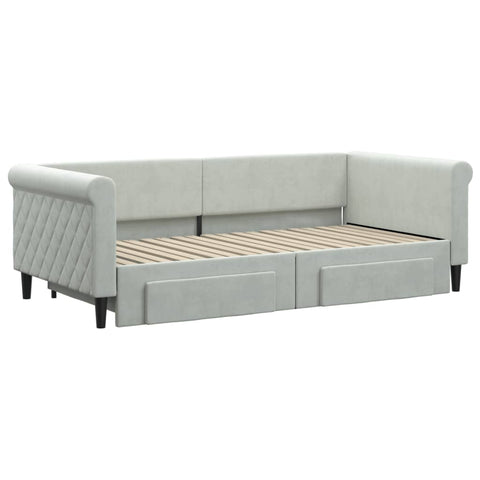 vidaXL Daybed with Trundle&Drawers without Mattress Light Grey 90x190 cm Single