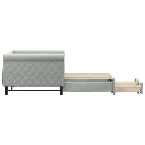 vidaXL Daybed with Trundle&Drawers without Mattress Light Grey 90x190 cm Single