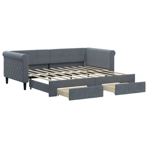 vidaXL Daybed with Trundle&Drawers without Mattress Dark Grey 90x190 cm Single