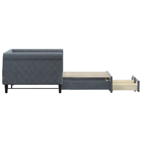 vidaXL Daybed with Trundle&Drawers without Mattress Dark Grey 90x190 cm Single