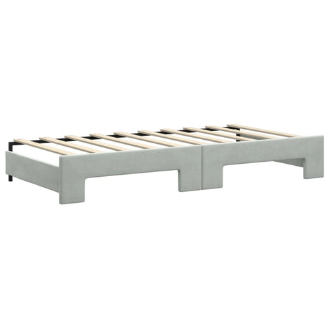vidaXL Daybed with Trundle and Drawers Light Grey 90x190 cm Velvet