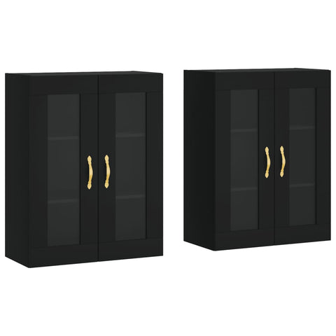 vidaXL Wall Mounted Cabinets 2 pcs Black Engineered Wood