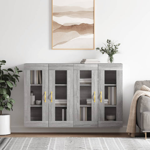 vidaXL Wall Mounted Cabinets 2 pcs Grey Sonoma Engineered Wood