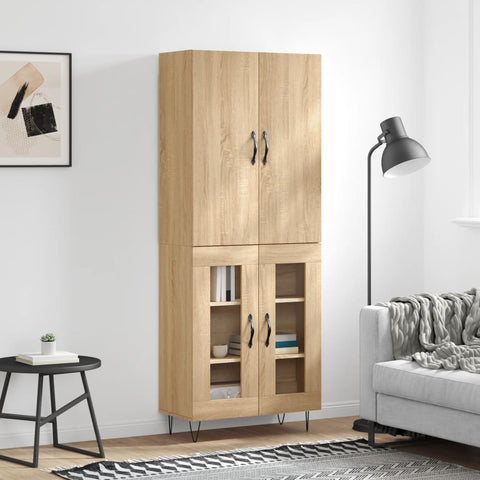 vidaXL Highboard Sonoma Oak 69.5x34x180 cm Engineered Wood