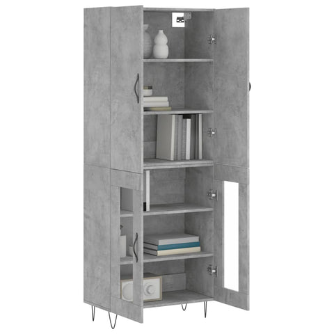 vidaXL Highboard Concrete Grey 69.5x34x180 cm Engineered Wood