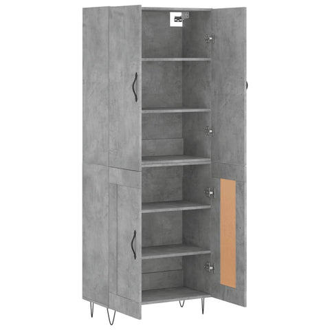 vidaXL Highboard Concrete Grey 69.5x34x180 cm Engineered Wood