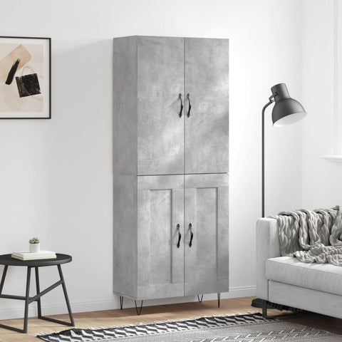 vidaXL Highboard Concrete Grey 69.5x34x180 cm Engineered Wood