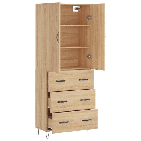 vidaXL Highboard Sonoma Oak 69.5x34x180 cm Engineered Wood