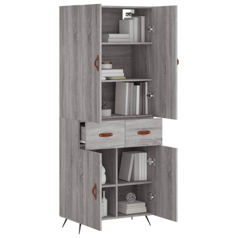 vidaXL Highboard Grey Sonoma 69.5x34x180 cm Engineered Wood