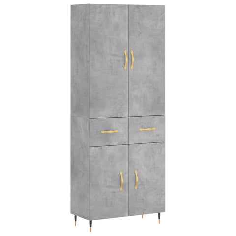 vidaXL Highboard Concrete Grey 69.5x34x180 cm Engineered Wood