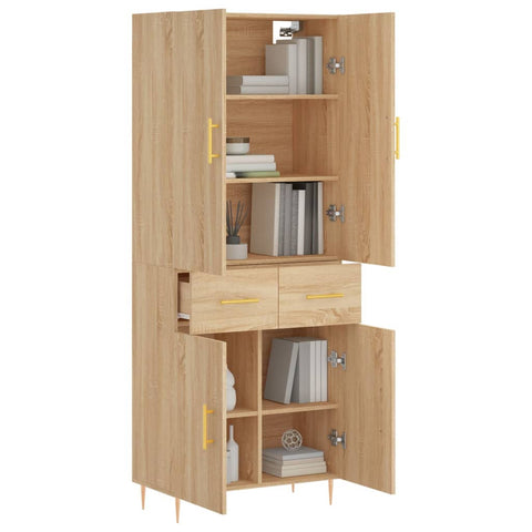 vidaXL Highboard Sonoma Oak 69.5x34x180 cm Engineered Wood