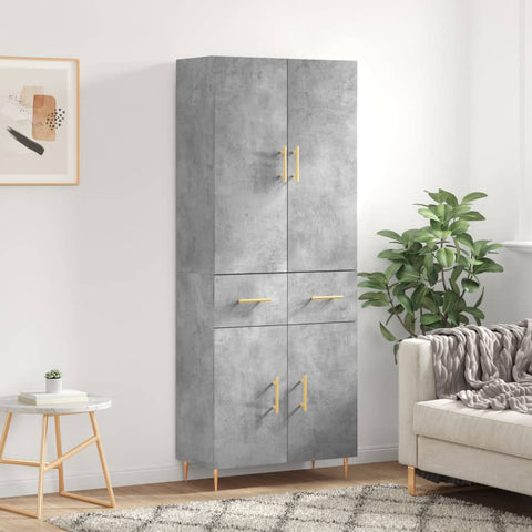 vidaXL Highboard Concrete Grey 69.5x34x180 cm Engineered Wood