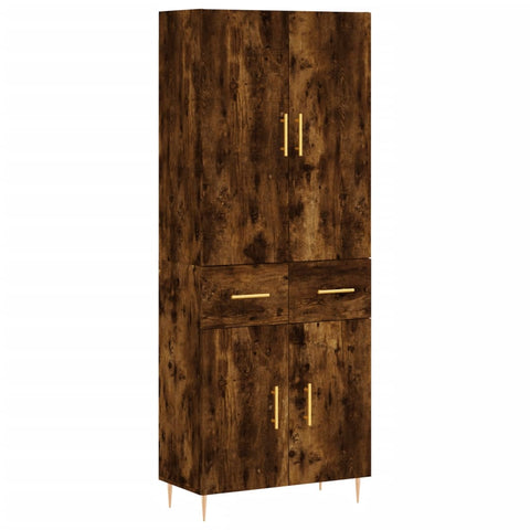 vidaXL Highboard Smoked Oak 69.5x34x180 cm Engineered Wood