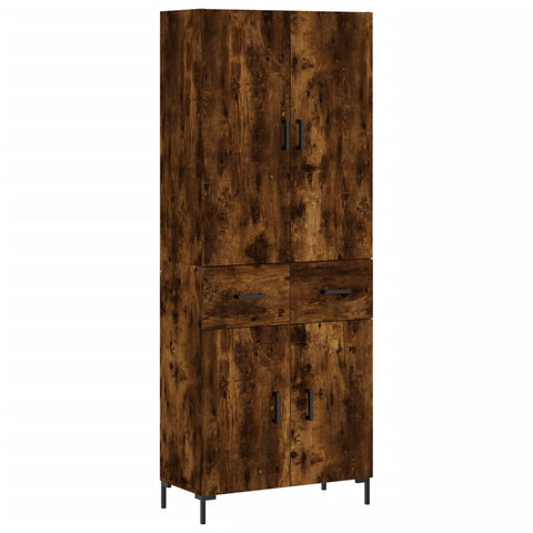 vidaXL Highboard Smoked Oak 69.5x34x180 cm Engineered Wood