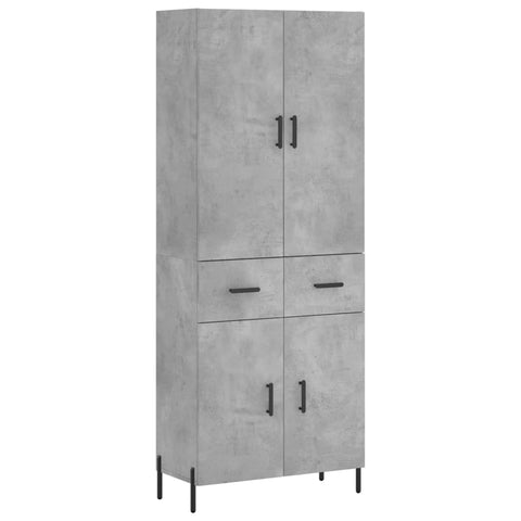 vidaXL Highboard Concrete Grey 69.5x34x180 cm Engineered Wood