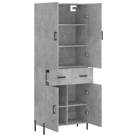 vidaXL Highboard Concrete Grey 69.5x34x180 cm Engineered Wood