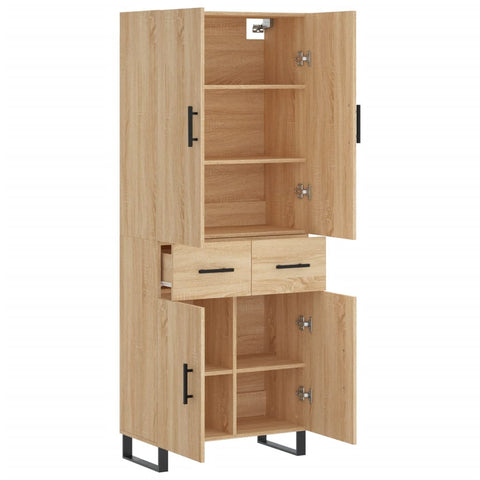vidaXL Highboard Sonoma Oak 69.5x34x180 cm Engineered Wood