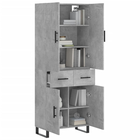 vidaXL Highboard Concrete Grey 69.5x34x180 cm Engineered Wood