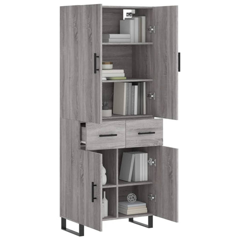 vidaXL Highboard Grey Sonoma 69.5x34x180 cm Engineered Wood