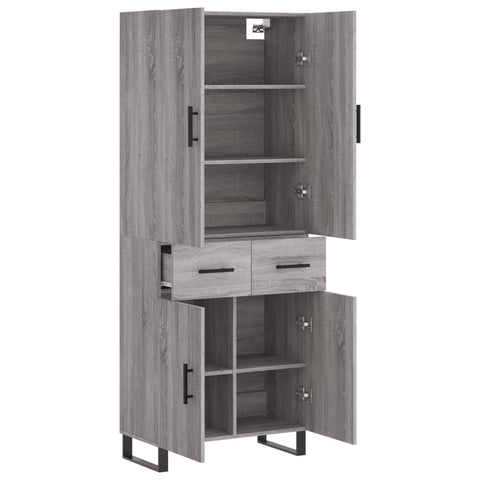 vidaXL Highboard Grey Sonoma 69.5x34x180 cm Engineered Wood