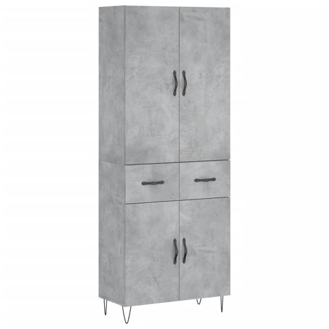 vidaXL Highboard Concrete Grey 69.5x34x180 cm Engineered Wood