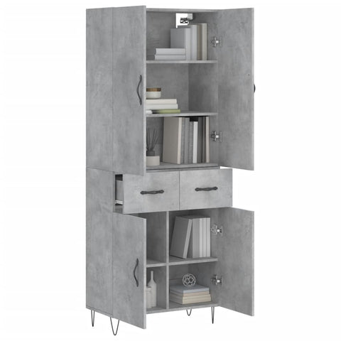 vidaXL Highboard Concrete Grey 69.5x34x180 cm Engineered Wood