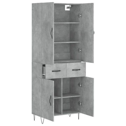 vidaXL Highboard Concrete Grey 69.5x34x180 cm Engineered Wood