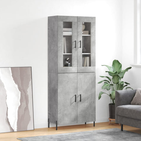 vidaXL Highboard Concrete Grey 69.5x34x180 cm Engineered Wood