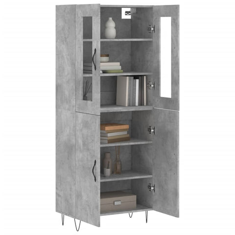 vidaXL Highboard Concrete Grey 69.5x34x180 cm Engineered Wood