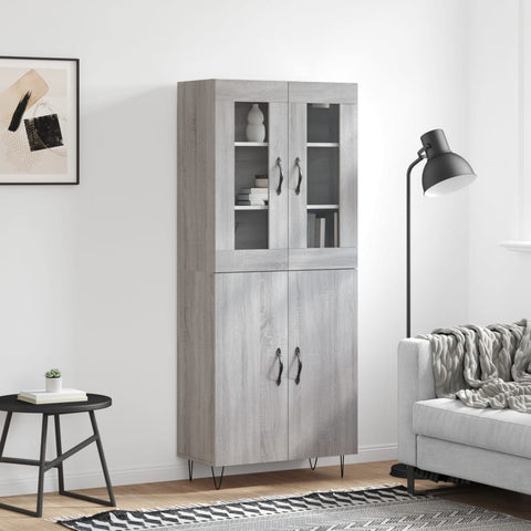 vidaXL Highboard Grey Sonoma 69.5x34x180 cm Engineered Wood