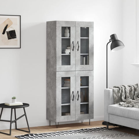 vidaXL Highboard Concrete Grey 69.5x34x180 cm Engineered Wood