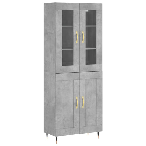 vidaXL Highboard Concrete Grey 69.5x34x180 cm Engineered Wood