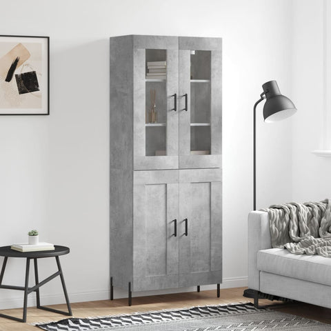 vidaXL Highboard Concrete Grey 69.5x34x180 cm Engineered Wood