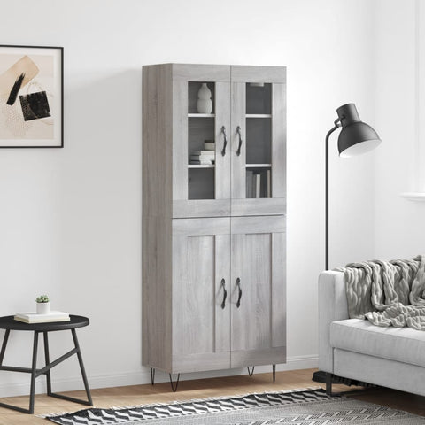 vidaXL Highboard Grey Sonoma 69.5x34x180 cm Engineered Wood
