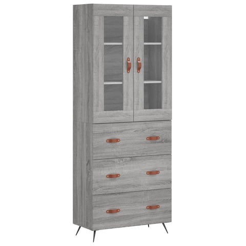 vidaXL Highboard Grey Sonoma 69.5x34x180 cm Engineered Wood
