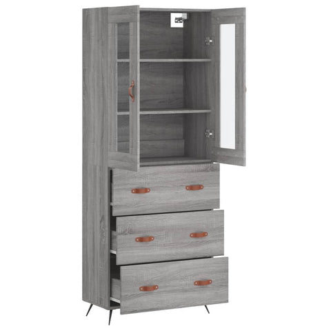 vidaXL Highboard Grey Sonoma 69.5x34x180 cm Engineered Wood
