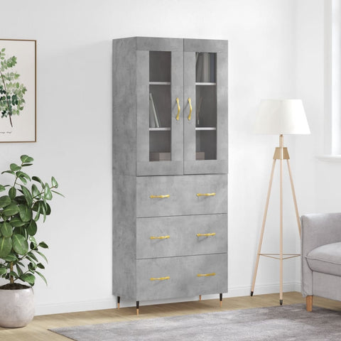 vidaXL Highboard Concrete Grey 69.5x34x180 cm Engineered Wood