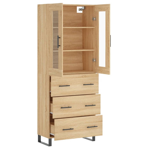 vidaXL Highboard Sonoma Oak 69.5x34x180 cm Engineered Wood
