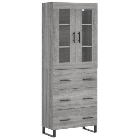 vidaXL Highboard Grey Sonoma 69.5x34x180 cm Engineered Wood