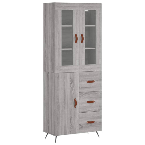 vidaXL Highboard Grey Sonoma 69.5x34x180 cm Engineered Wood