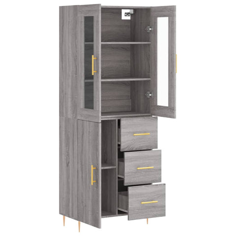 vidaXL Highboard Grey Sonoma 69.5x34x180 cm Engineered Wood