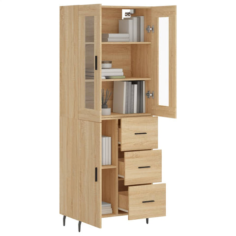 vidaXL Highboard Sonoma Oak 69.5x34x180 cm Engineered Wood