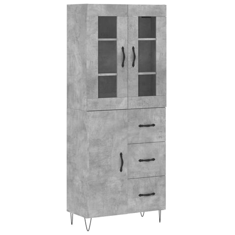 vidaXL Highboard Concrete Grey 69.5x34x180 cm Engineered Wood