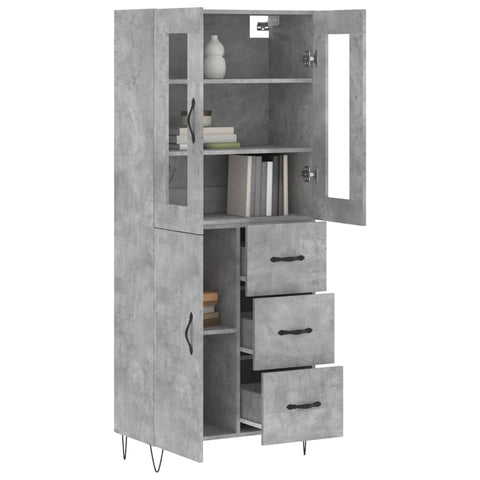 vidaXL Highboard Concrete Grey 69.5x34x180 cm Engineered Wood