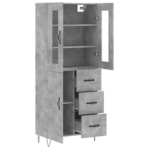vidaXL Highboard Concrete Grey 69.5x34x180 cm Engineered Wood